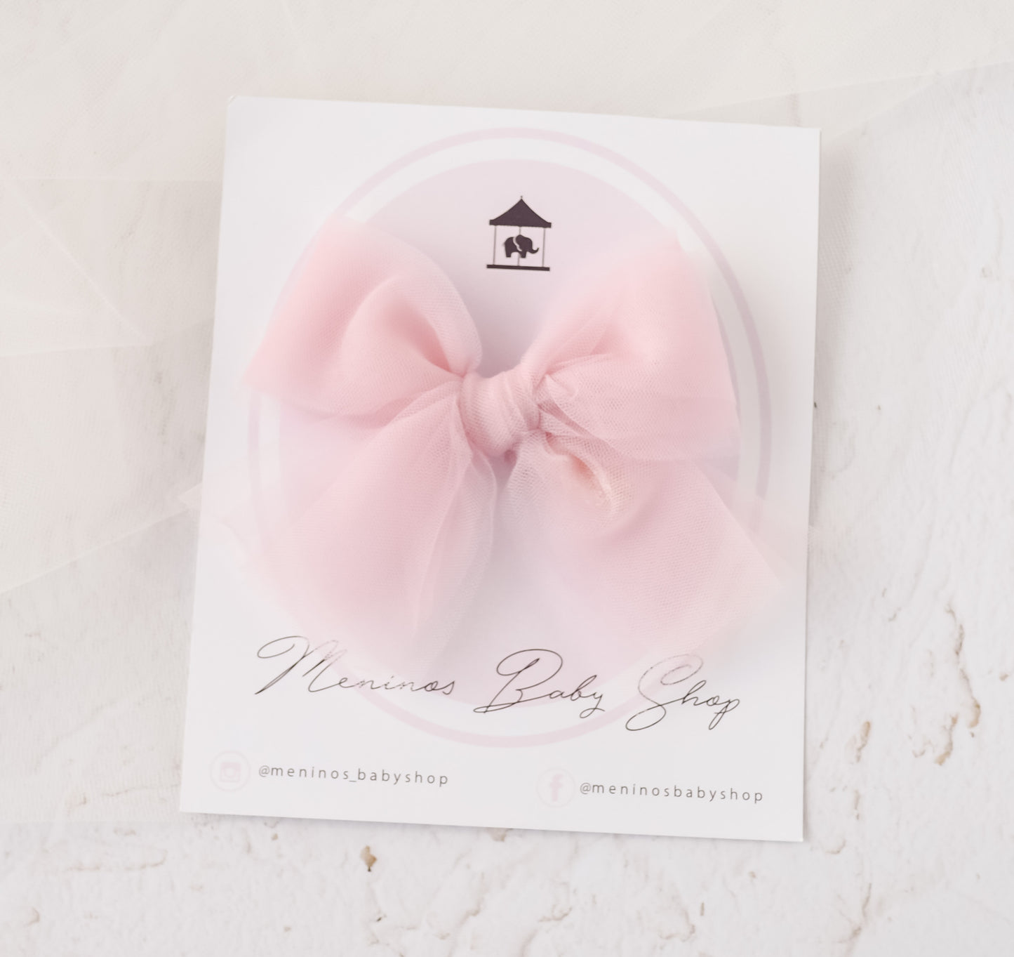 Tulle bow pink flutter