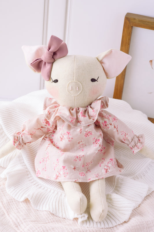 Cerdita Vestido Rosa Flores
