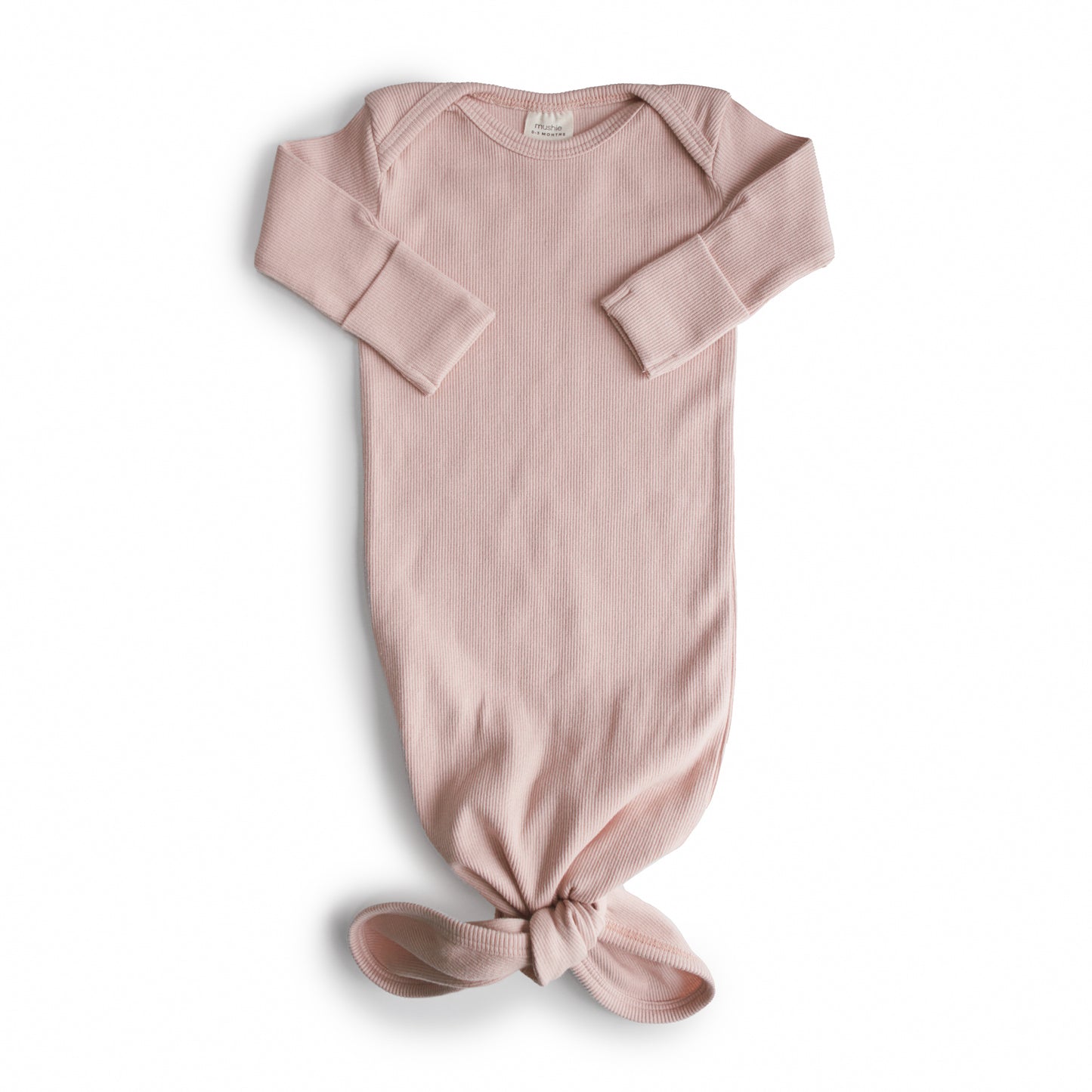 Ribbed Knotted Baby Gown + Beanie Set