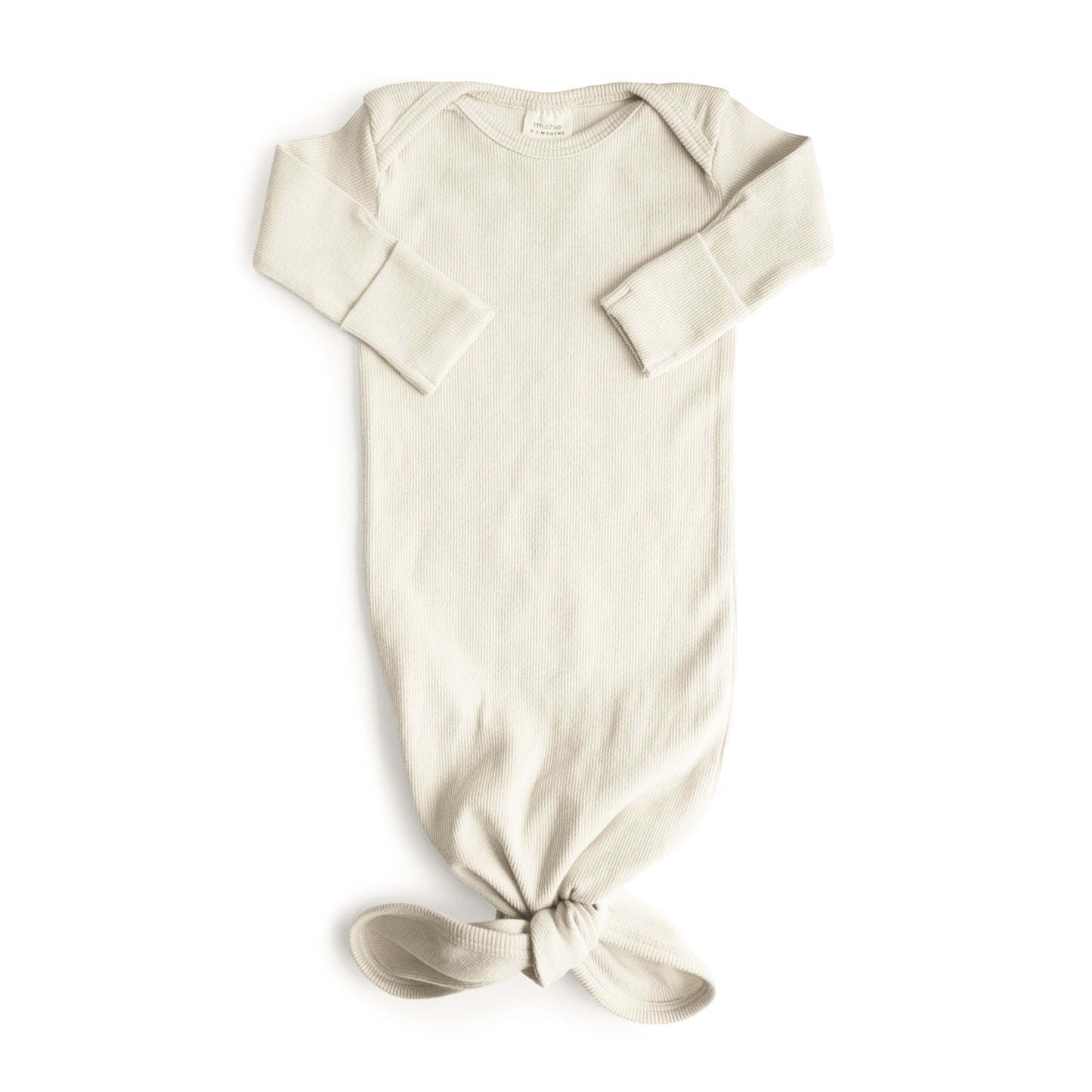 Ribbed Knotted Baby Gown + Beanie Set